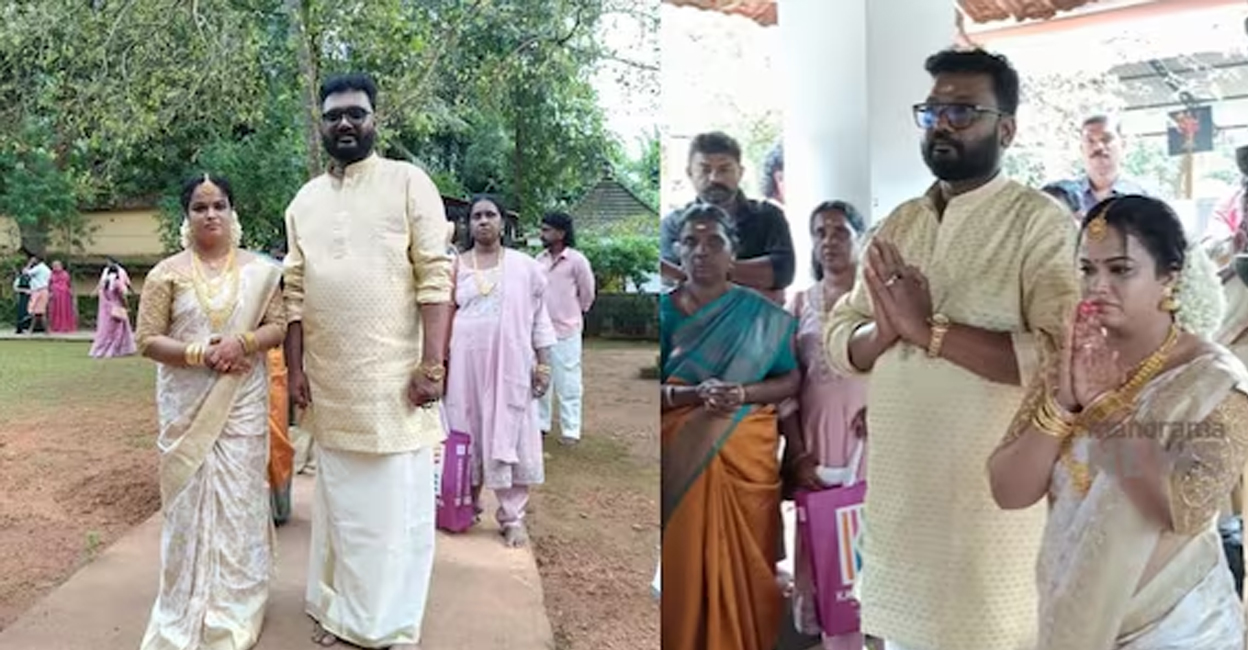 Ullas Pandalam and wife. Photo: Manorama News