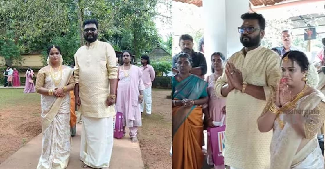 Ullas Pandalam and wife. Photo: Manorama News