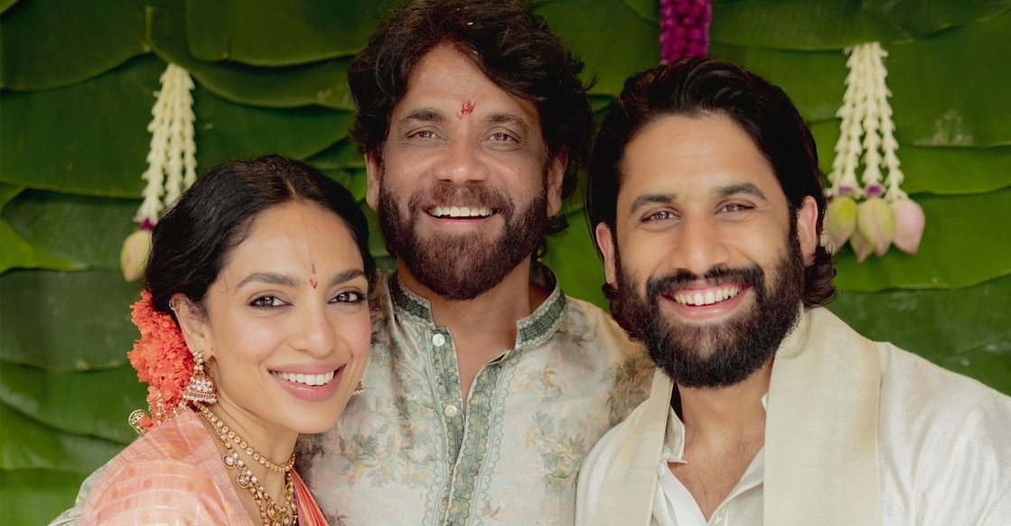 naga-sobhita Nagarjuna with Naga Chaitanya and Sobhita. Photo: X/Nagarjuna