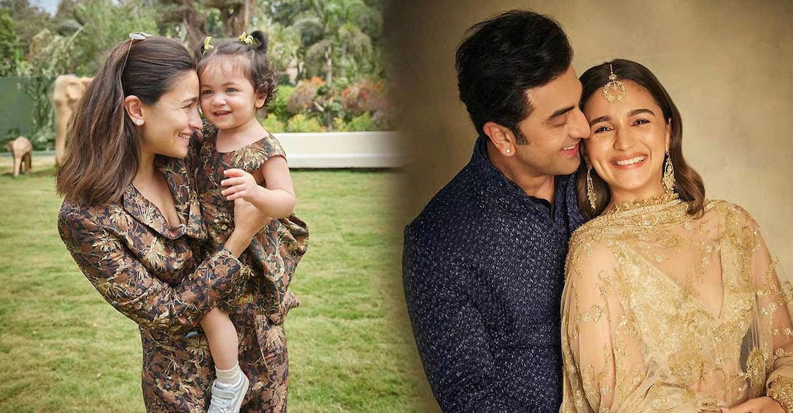 Alia Bhatt with her daughter Raha (left); Alia and Ranbir (right). Photo: Instagram/@aliabhatt