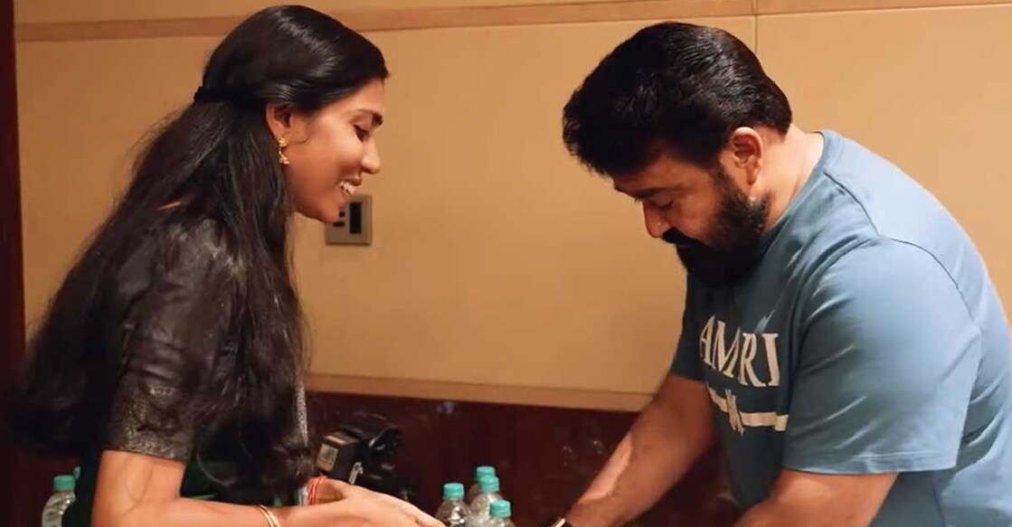 Mohanlal and Vidya. Photo: Mazhavil Manorama