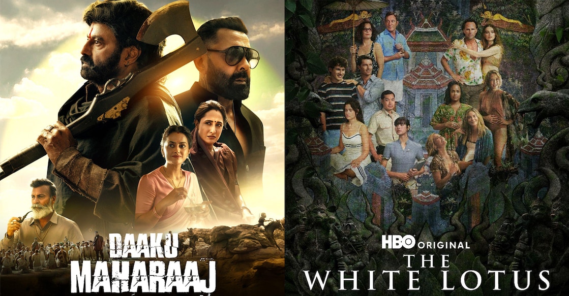 Posters of 'Daaku Maharaaj', 'The White Lotus'. Photo: IMDb