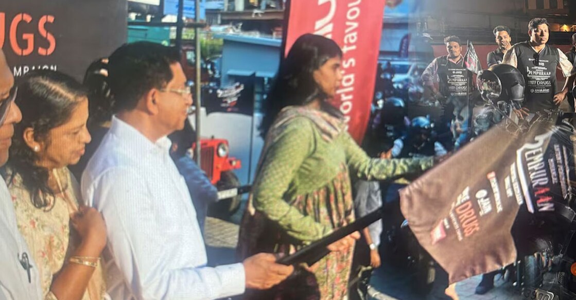 Fort Kochi sub-collector K Meera and Joy Alukkas Group Chairman Joy Alukkas flagged off the bike rally.
