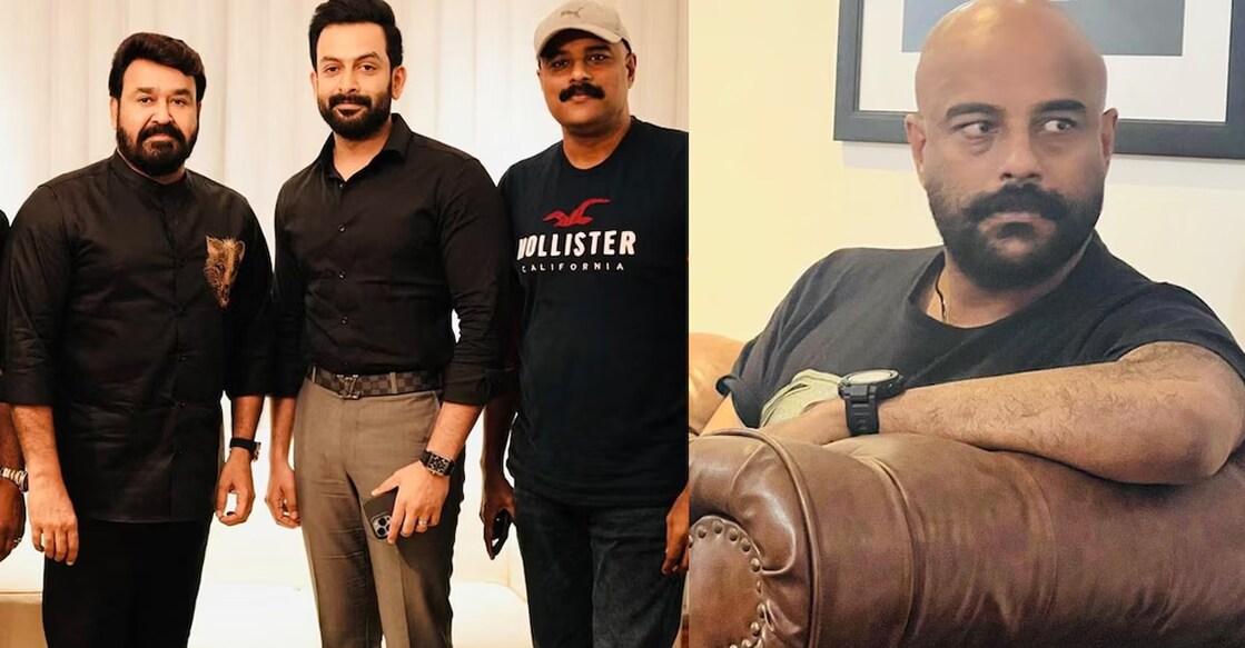Murali Gopy with Prithviraj and Mohanlal. Photo: Instagram