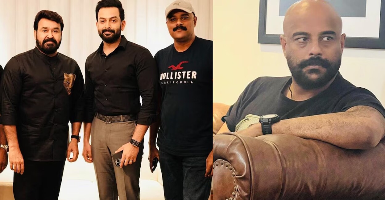 Murali Gopy with Prithviraj and Mohanlal. Photo: Instagram