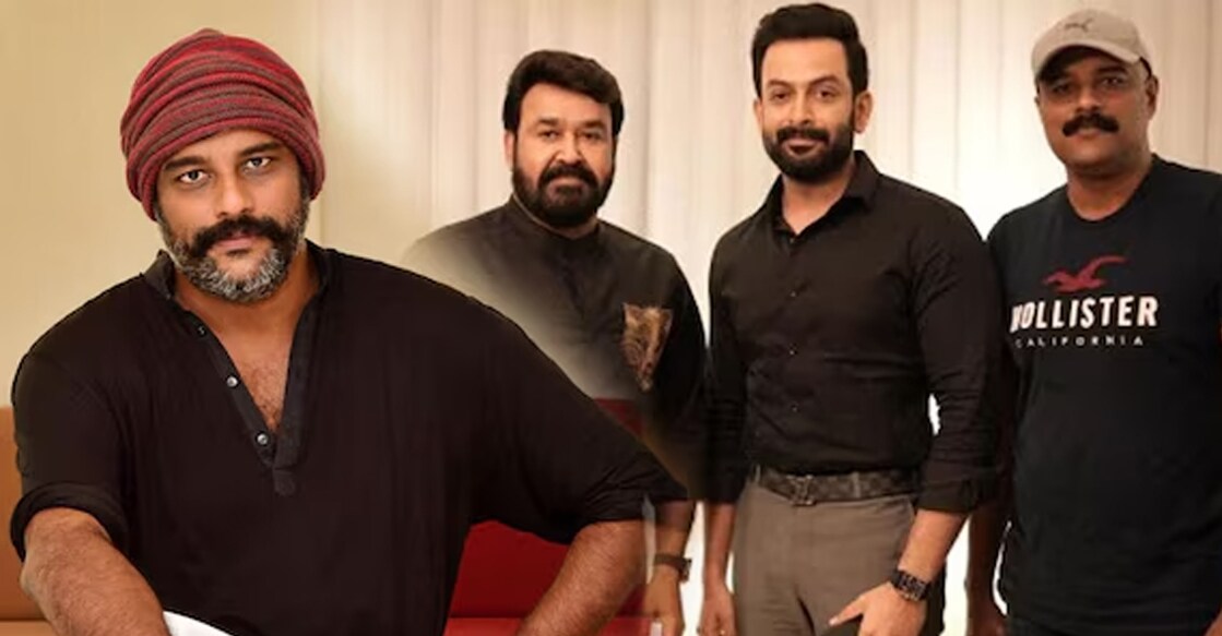 Murali Gopy with Mohanlal, Prithviraj. Photo: Instagram