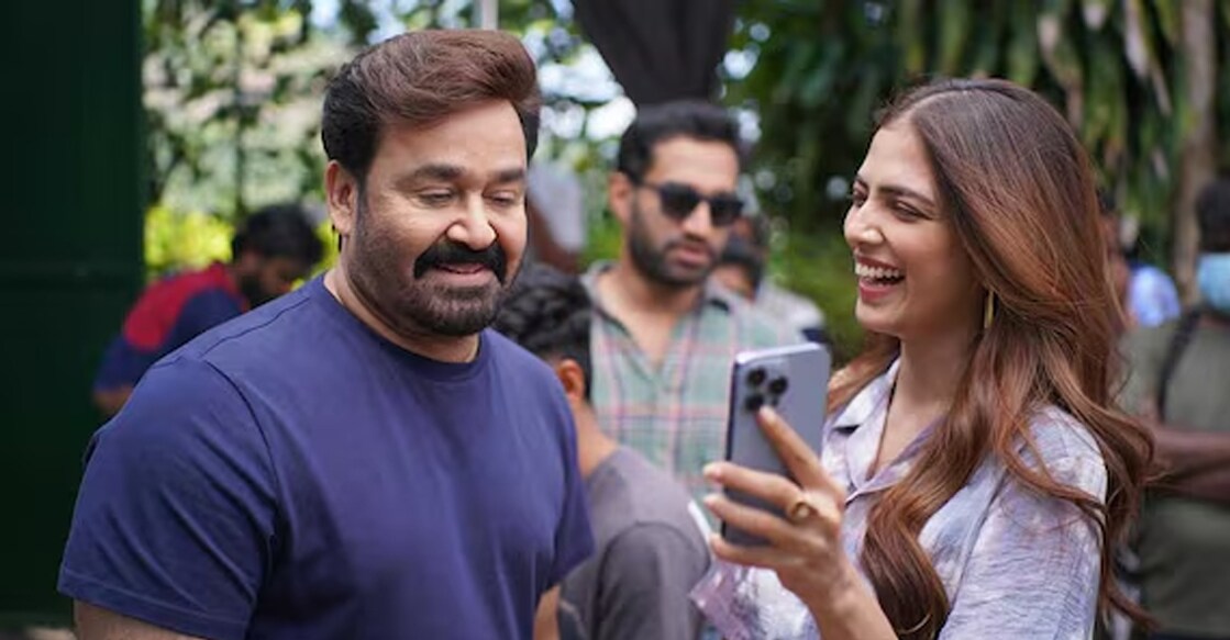 Mohanlal and Malavika Mohanan. Photo: Instagram