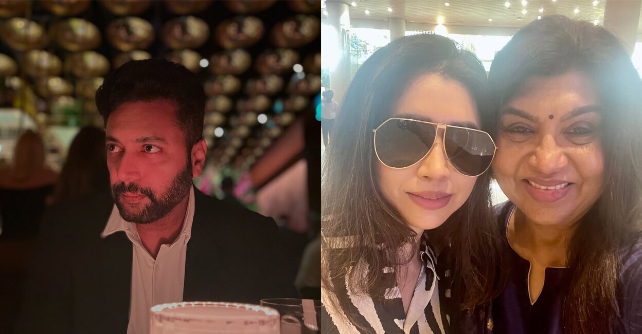 Jayam Ravi, Aarti, and Sujatha. Photo: Instagram