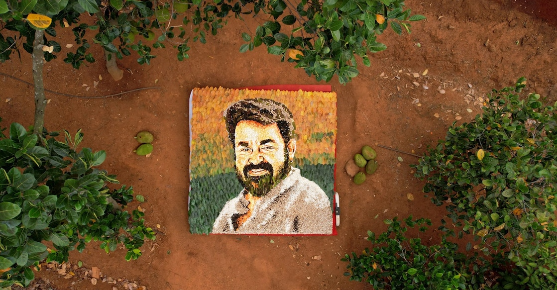 The portrait of Mohanlal created using jackfruits. Photo: Special arrangement