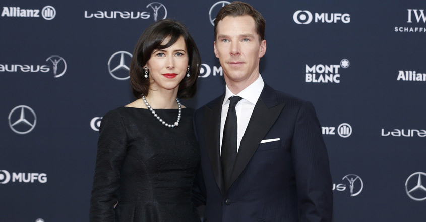MONACO, Feb. 28, 2018 (Xinhua) -- British actor Benedict Cumberbatch (R) and his wife Sophie Hunter arrive at the 2018 Laureus World Sports Awards in Monaco, on Feb. 27, 2018. (Xinhua/Ye Pingfan/IANS)