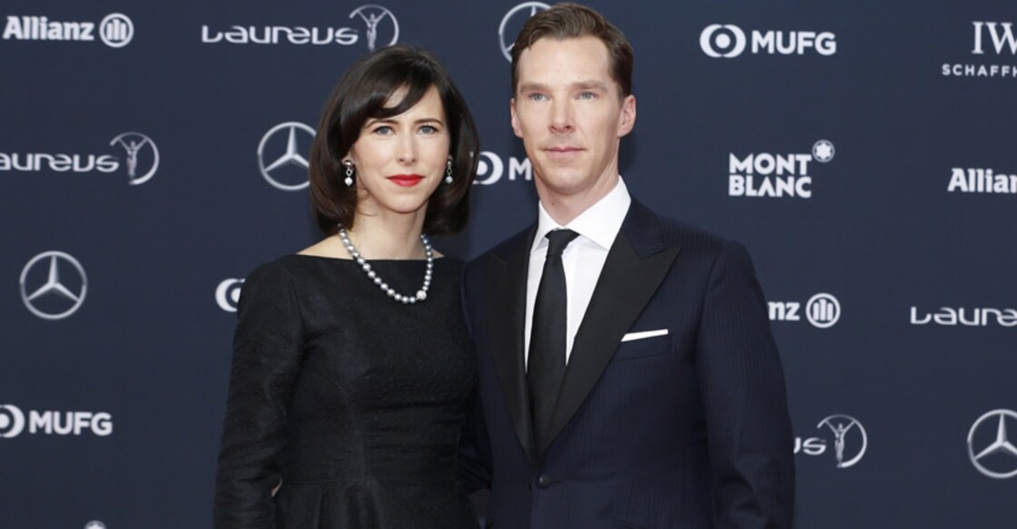 MONACO, Feb. 28, 2018 (Xinhua) -- British actor Benedict Cumberbatch (R) and his wife Sophie Hunter arrive at the 2018 Laureus World Sports Awards in Monaco, on Feb. 27, 2018. (Xinhua/Ye Pingfan/IANS)