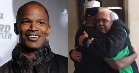 Jamie Foxx shares hug with father of driver he rescued