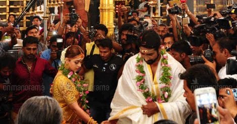 Malayalam actress Bhavana ties the knot with Naveen at Thiruvambady temple