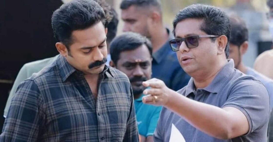 Asif Ali (L) and Jeethu Joseph on the sets of 'Kooman'