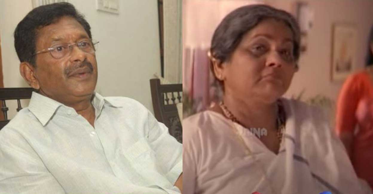 Combo image of KPAC Lalitha in Aniyathipraavu (left screen grab) and Fazil