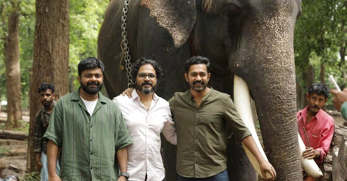 Bahul Ramesh, Dinjith Ayyathan and Asif Ali during the shoot of the film. Photo: Special Arrangement
