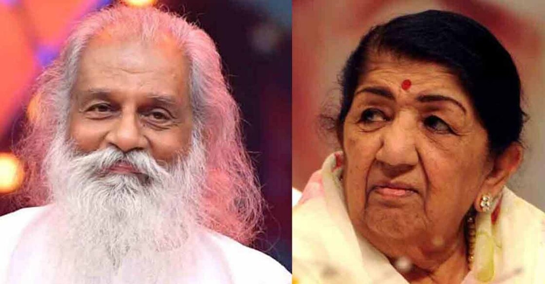 Combo image of  Yesudas (L) and Lata Mangeshkar.