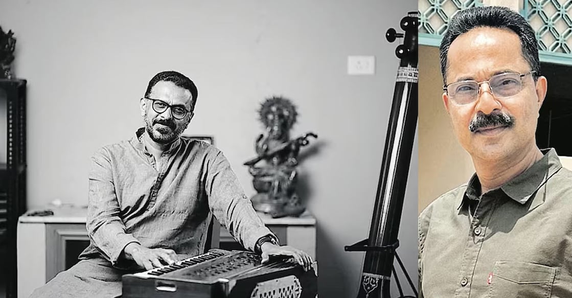 thunjante-kaakilikal-song-controversy Jaison (L) and Somadasan says those who work in the music industry is to be mindful about the related aspects of music such as the Copy Rights Act and APRS registration. File photos
