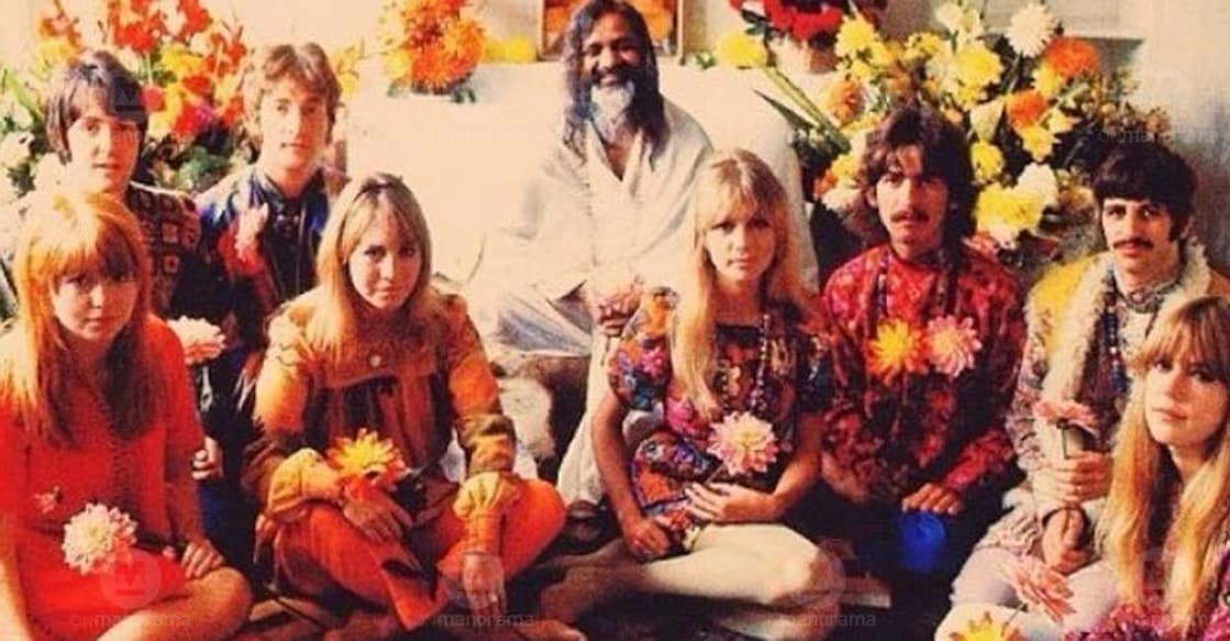 Beatles band members and friends with Mahesh Yogi. Photo: Manorama 