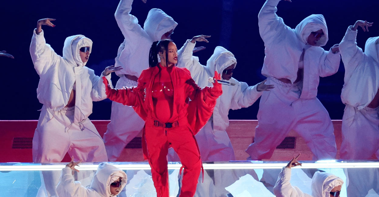 Rihanna sparks pregnancy rumors at Super Bowl 2023 halftime