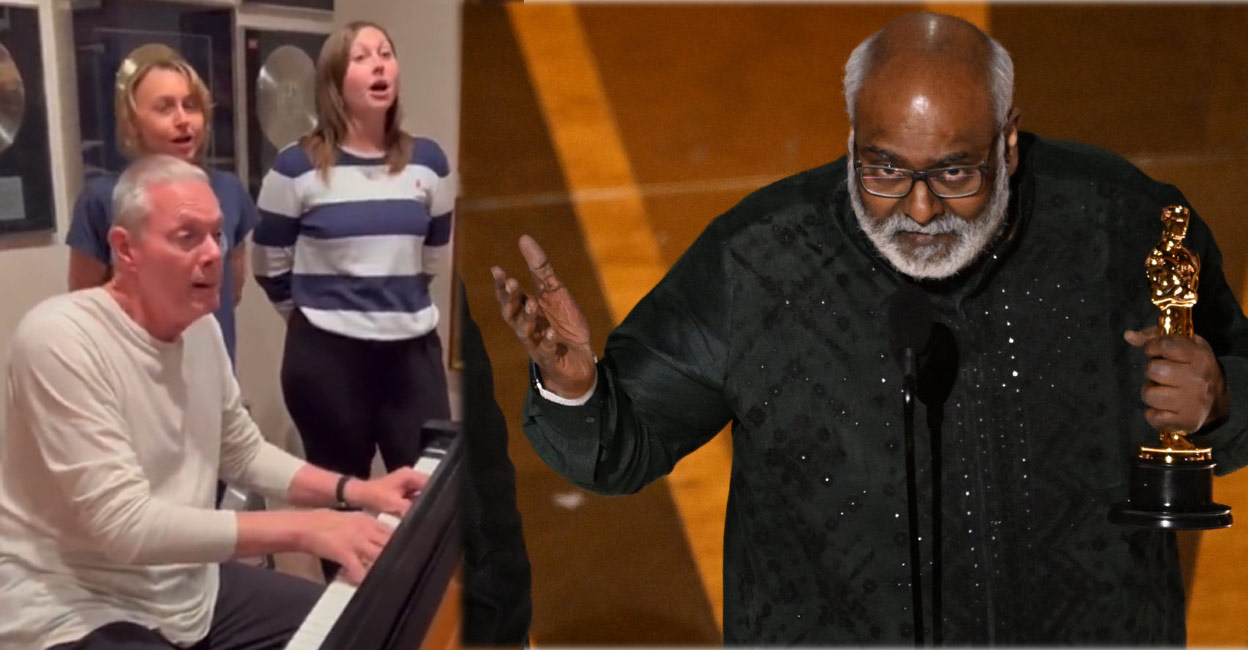 keeravani-oscars-richard-carpenter Keeravani delivered his acceptance speech in tune to 'The Carpenters' much loved song 'Top of the World'. Photo: Twitter | AFP