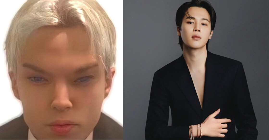 The actor (L), who wanted to look like BTS singer Jimin (R) developed infections from the implants. Photo: IANS | Instagram