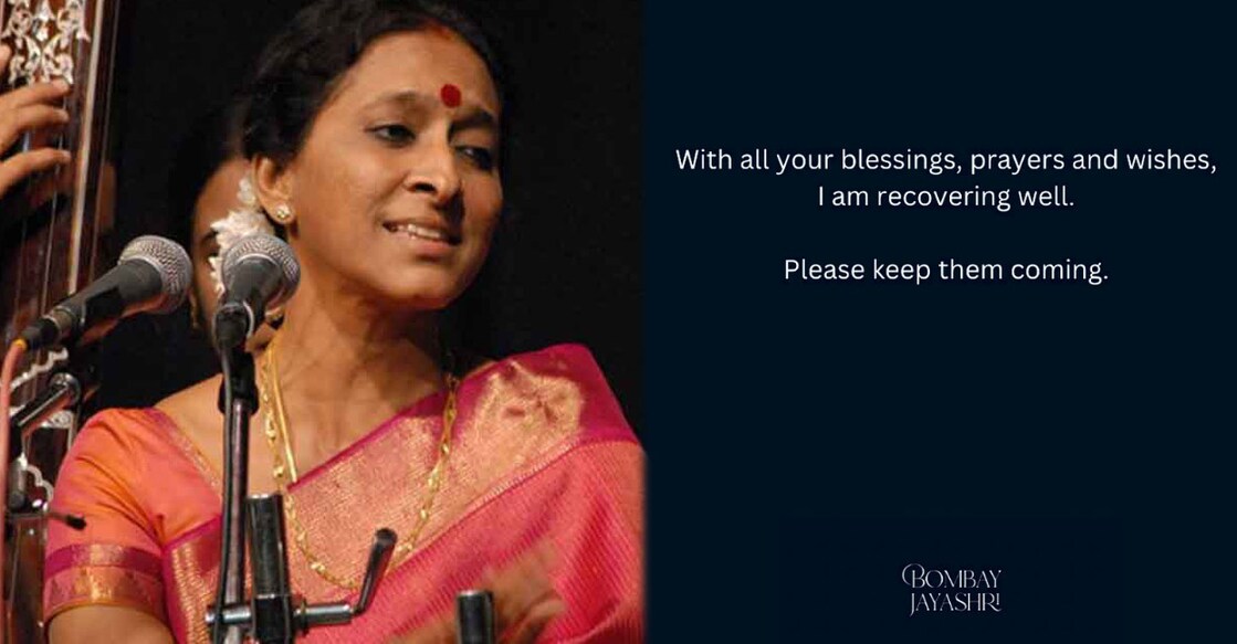 Bombay Jayashri thanked everyone for their prayers. Photos: Twitter