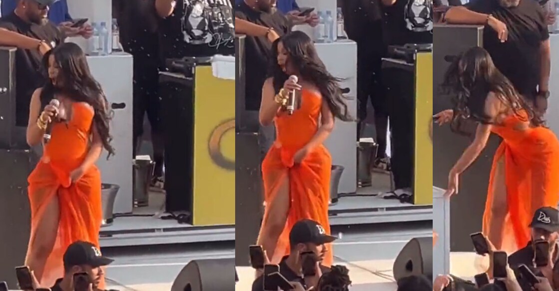 Cardi appears shocked for a brief second, and then gets angry and swings into action as she proceeds to throw the microphone at someone in the audience, presumably the drink-tosser. Video | Twitter | @FameBTC