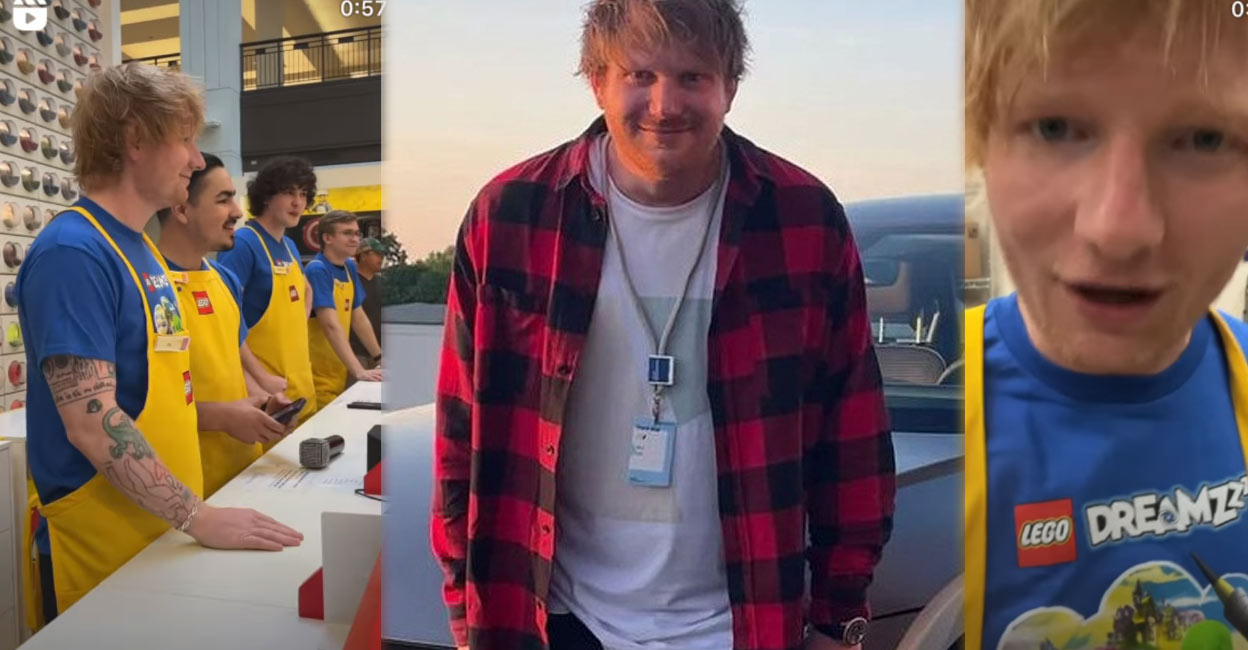 Sheeran also performed one of his songs titled 'Lego House' for a huge crowd of fans who had gathered in front of the store. Photos: Instagram | edhq