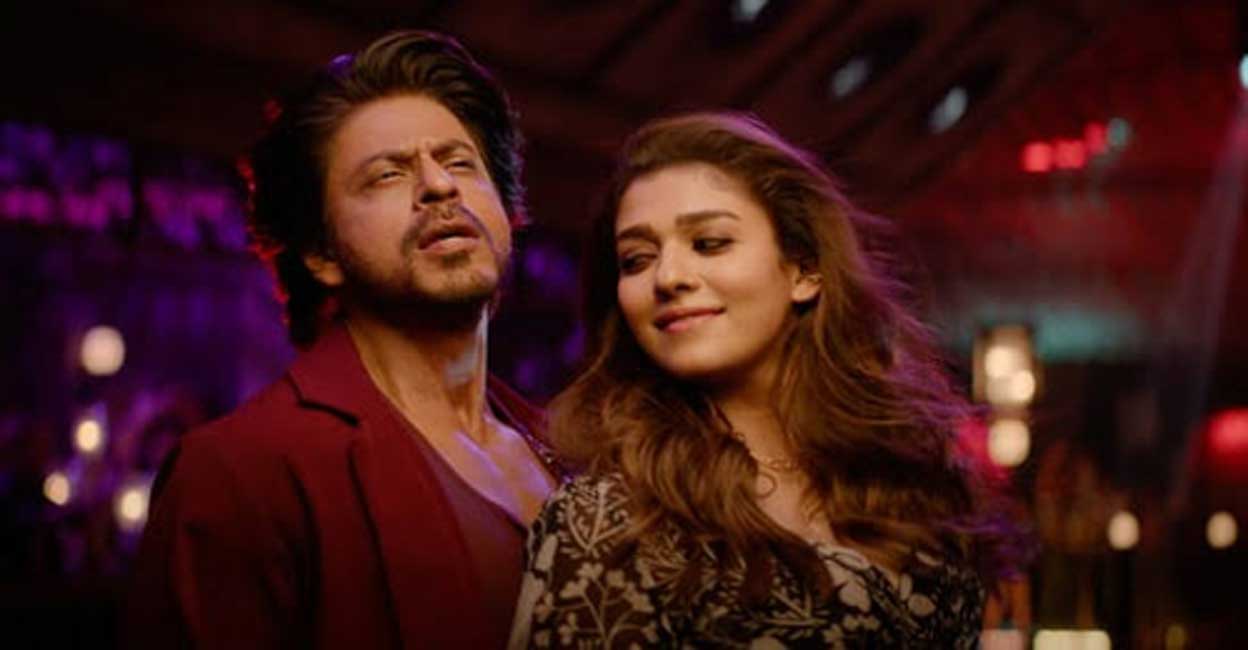 SRK is seen dancing on the floor with Nayanthara and a bunch of other backup dancers. Photo: IANS