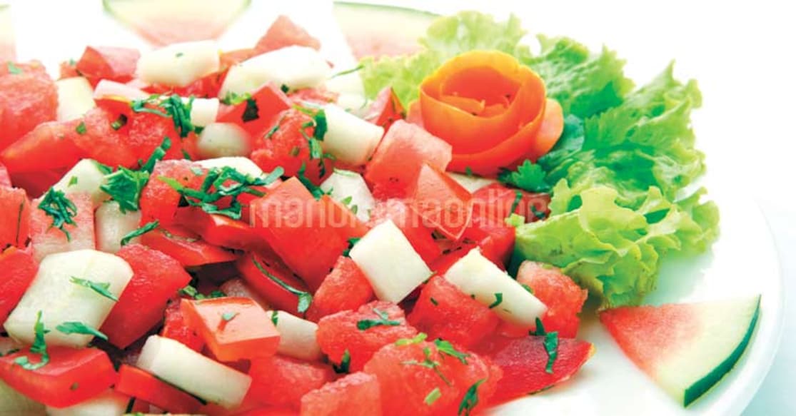 It’s tangy, it’s sweet, it’s tomato watermelon salad!