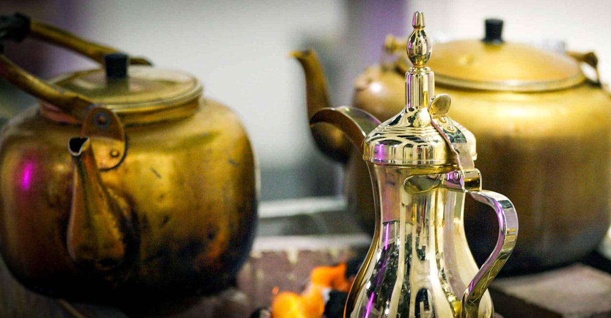Q for Qahwa: The magical Arabic coffee The khumra and dallah pots which are used to brew and serve Qahwa. Photo: visitqatar.com