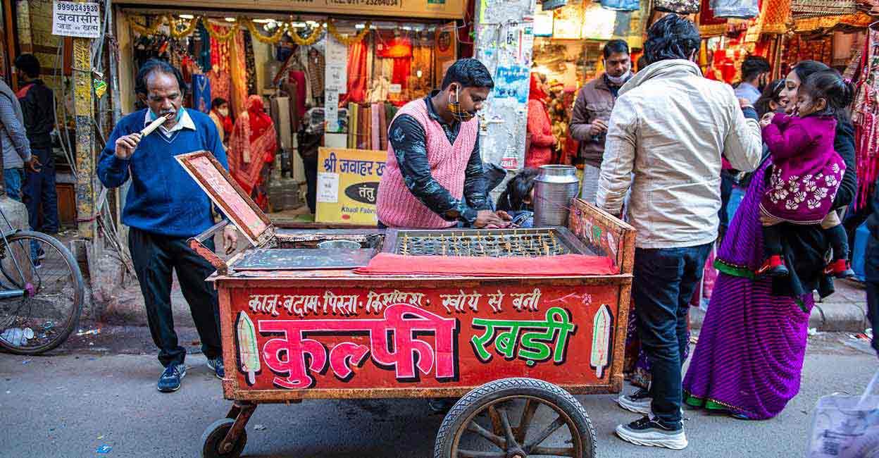 A kulfi seller in a Delhi street A kulfi seller in a Delhi street. Photo: Shutterstock/PradeepGaurs