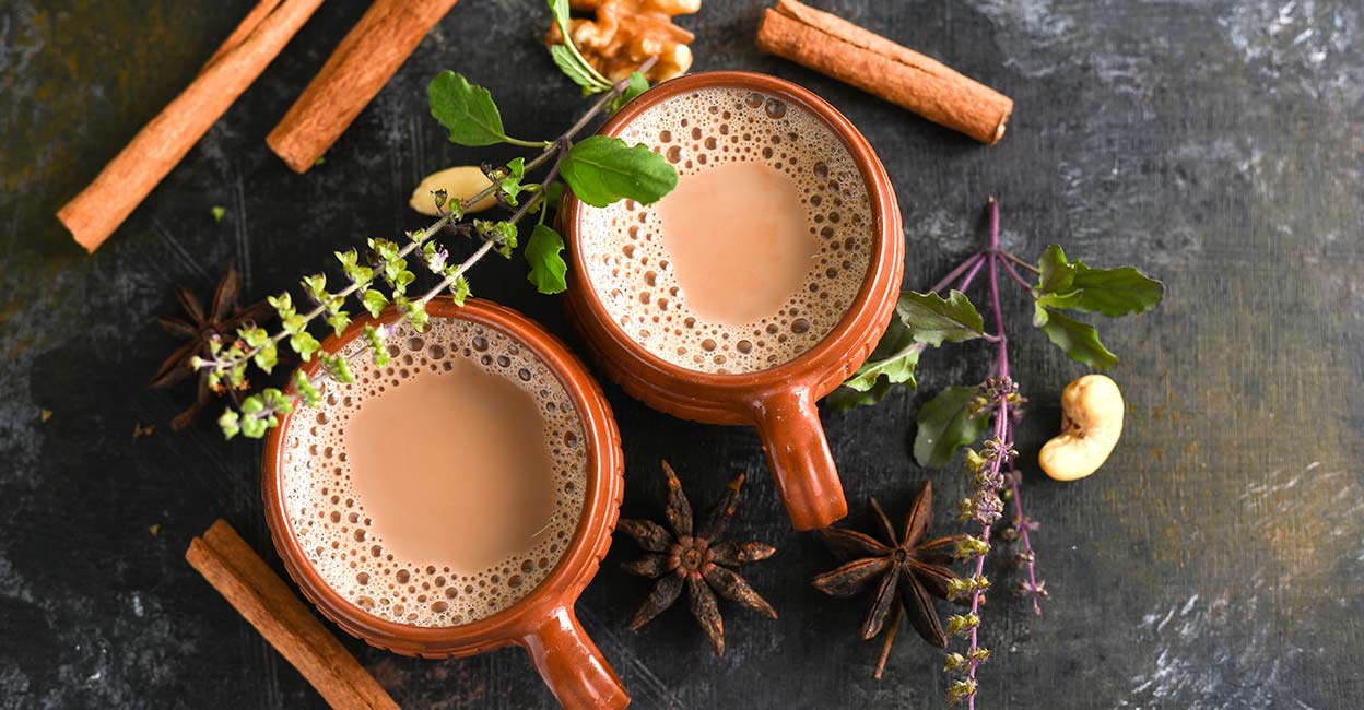 masala-chai Masala chai is made by simmering tea leaves with milk, water, and a blend of aromatic spices like cardamom, ginger, cloves, and cinnamon. Photo: Shutterstock/Santhosh Varghese