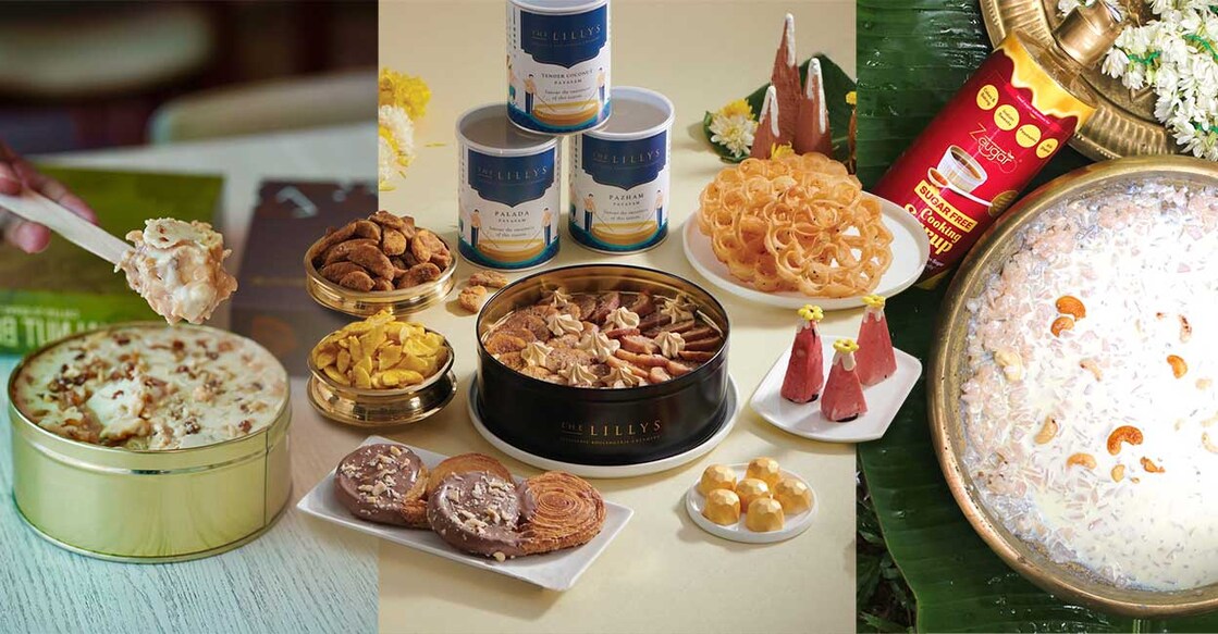 Here is a list of five food businesses that have given a twist to Onam Sadya's integral element and people's favorite 'Payasam'. Photo: Instagram/ ohmycakeindia, lillysdelicacies and zeugar_foods
