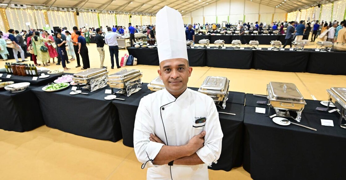 Kedar Bobde, executive chef, Hyatt, all set to serve the lunch. Photo: Atlee Fernandez/Manorama