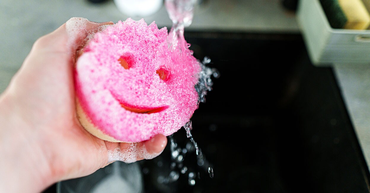 Scrub Daddy and Mommy cleaning sponge. Photo: Shutterstock/Rokas Tenys