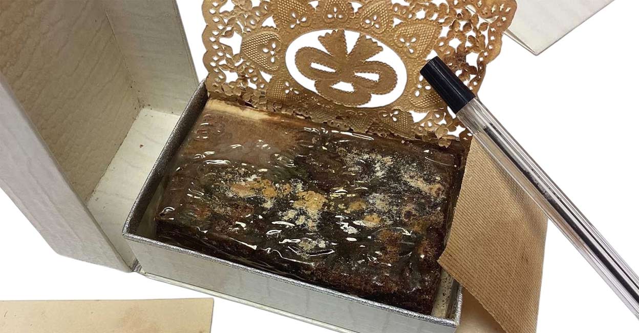 Rs 2 lakh for a slice of cake that you can't eat: Know all about the royal wedding treat auction Despite its age and fragility, the slice has maintained its original detail, adorned with decorative icing that harks back to the couple’s historic union. Photo: www.reemandansie.com