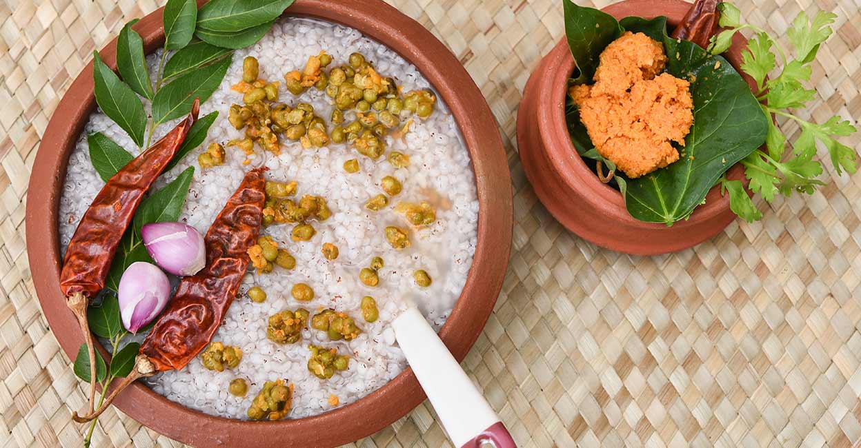 Payaru kanji and chammanthi. Photo: Shutterstock/Santhosh Varghese