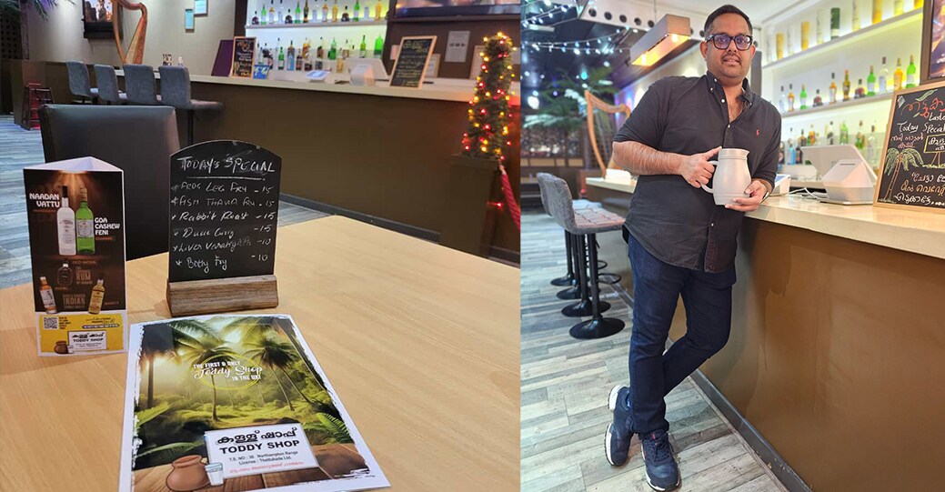 John Xavier, who hails from Chilavannoor, opened his restaurant in Northampton in 2021, and six months ago he also started a ‘kallu shaap’, which he says is the first toddy parlour in the UK.  Photo: Special Arrangement