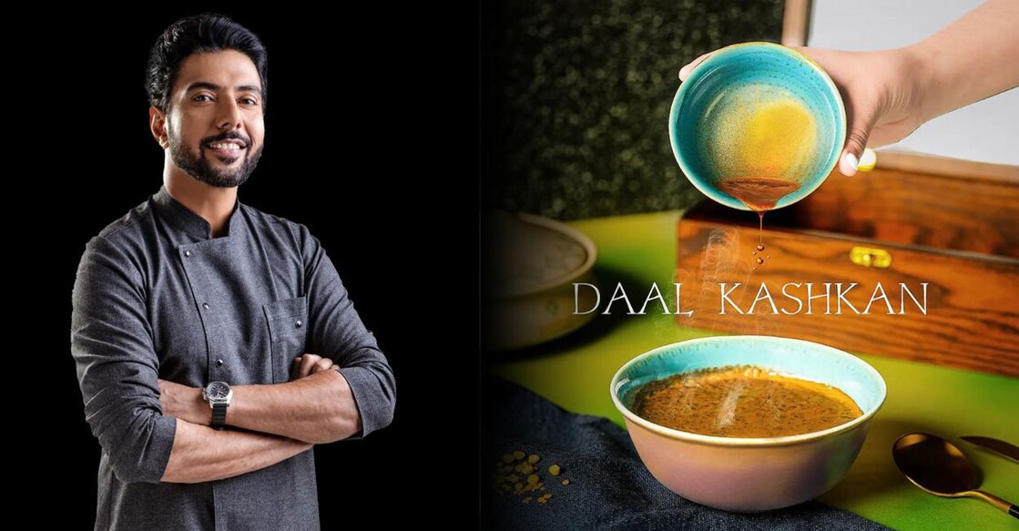 (L) Ranveer Brar. (R) Dal Kashkan. Photo: Kashkan by Ranveer Brar