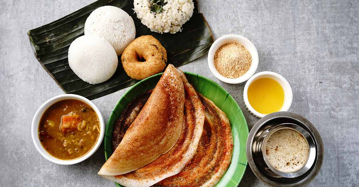 Typical south Indian breakfast served along with filter coffee Typical south Indian breakfast served along with filter coffee. Photo: iStock/vm2002
