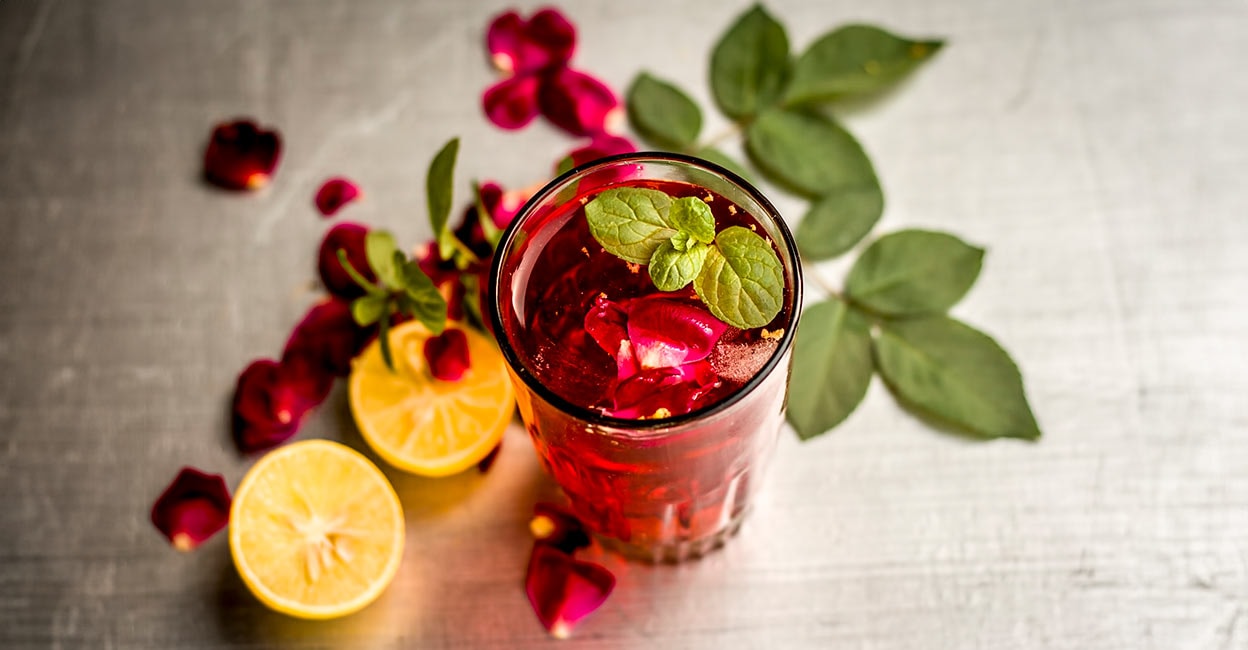 Gulab ka sharbat Gulab ka sharbat, a popular Indian refresher made using fresh rose petals. Photo: iStock/mirzamlk