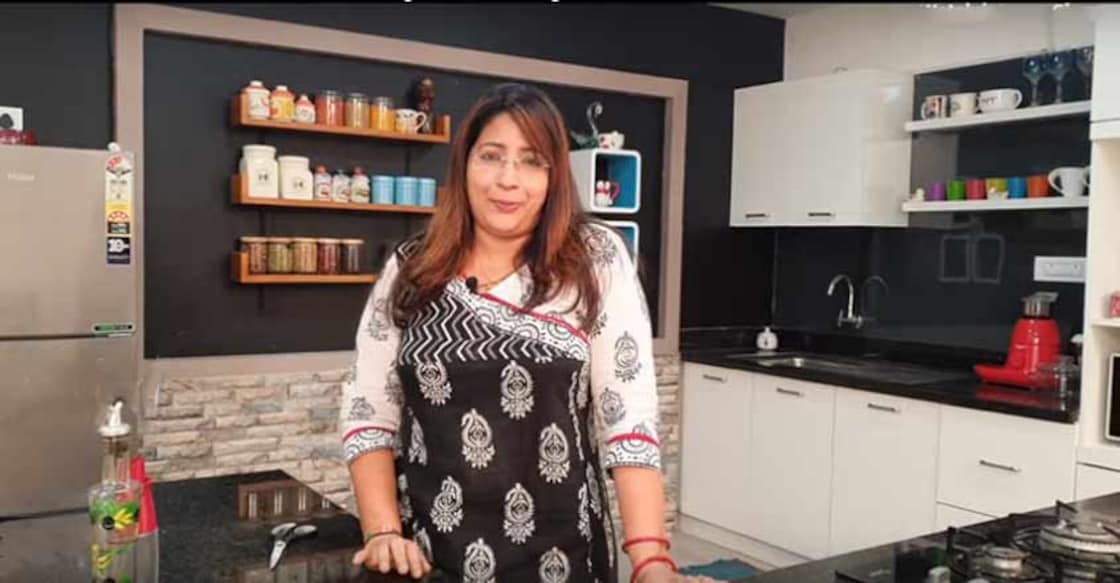 Here's Lakshmi Nair offering a little peak into her cute kitchen