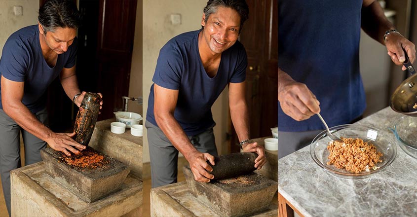 Cricketer Kumar Sangakkara prepares special 'pol sambol' chutney