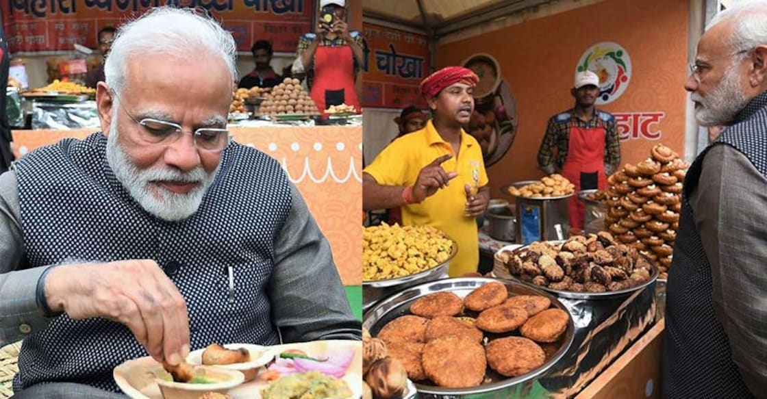 PM Modi munches on 'litti-chokha', 'kulhad chai'