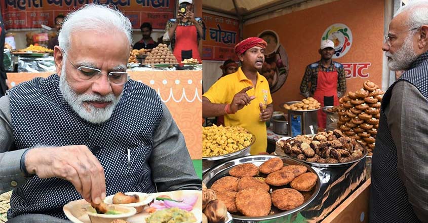 PM Modi munches on 'litti-chokha', 'kulhad chai'