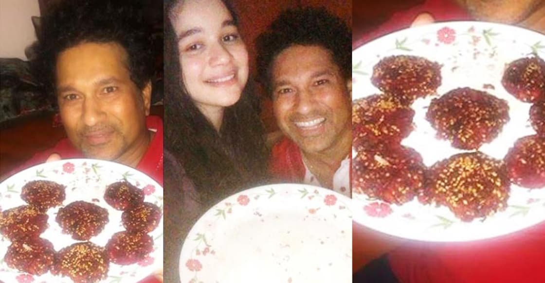 Tendulkar savours beetroot kebab made by daughter Tendulkar savours beetroot kebab made by daughter