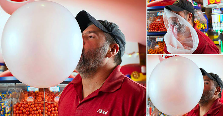Meet Chad Fell who holds Guinness World Record for largest bubblegum bubble blown Meet Chad Fell who holds Guinness World Record for largest bubblegum bubble blown