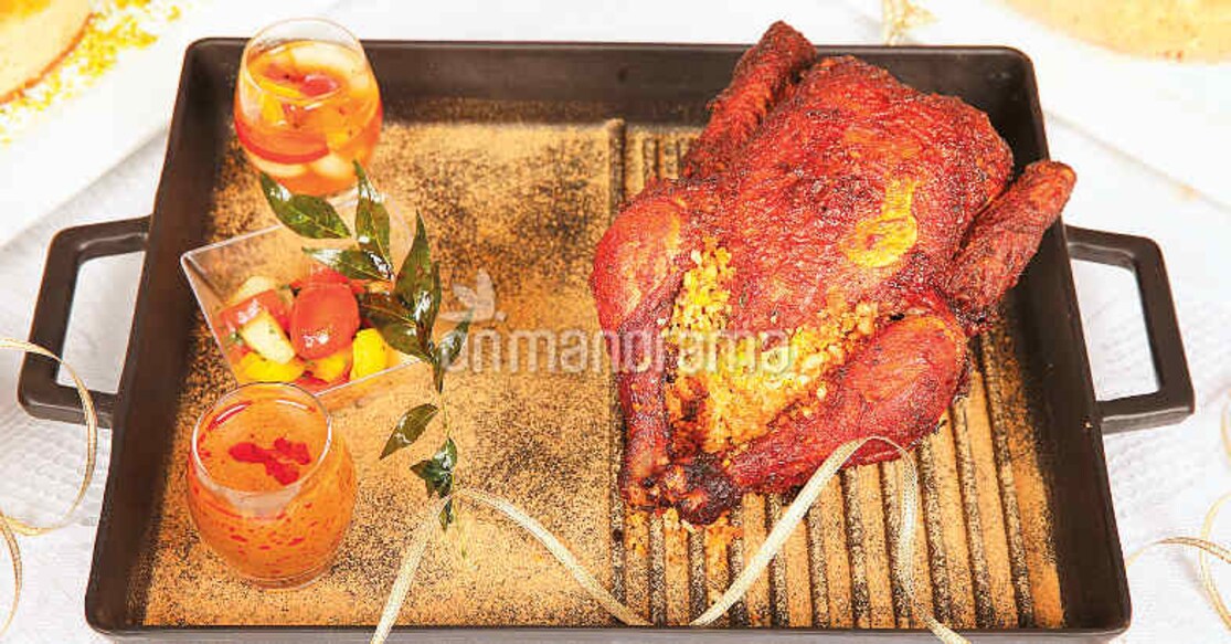 Kottayam chicken roast with puttu stuffing